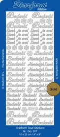 Stickervel Starform Bedankt Goud