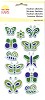 Fashion sticker vlinders gliter groen/blauw