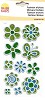 Fashion sticker bloemen gliter groen/blauw