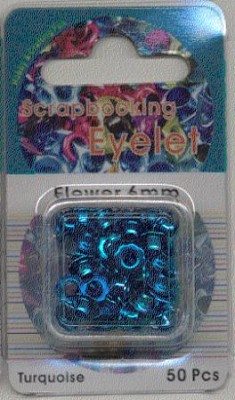 Eyelets Bloem 6 mm Turquoise 50 stuks