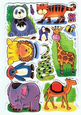 Poezieplaatje A5 giraffe, leeuw, olifant