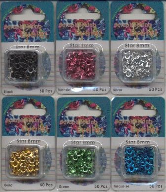 Eyelets Ster 8 mm complete set van 6 kleuren 300 stuks