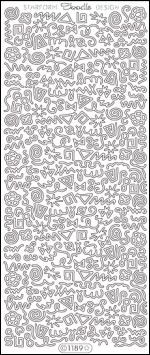 Stickervel Doodle mini motiefjes zilver