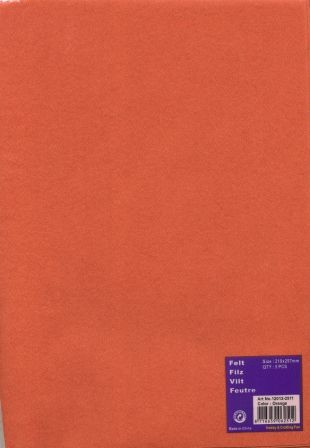 Vilt 210 x 297mm. 5 stuks Oranje