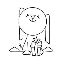 Hetty Meeuwsen Stempel Hond met Cadeautje