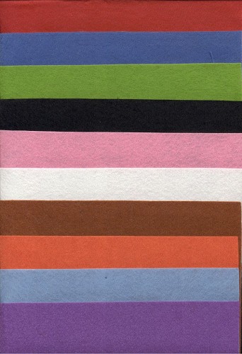 Vilt 210 x 297 mm. 10 stuks Assorti kleuren